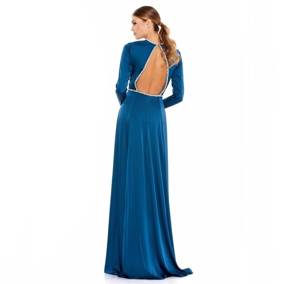 Ieena for Mac Duggal 26524 NWT Evening Gown Sapphire Blue Crystal Trim - Picture 3 of 6